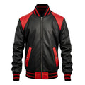Men’s Black and Red Leather Varsity Jacket